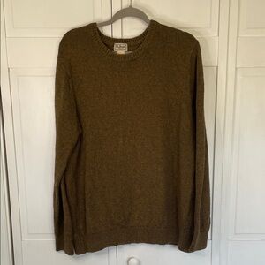 L.L. Bean Men's Brown and Green Crewneck Sweater 100% Cotton SzL
